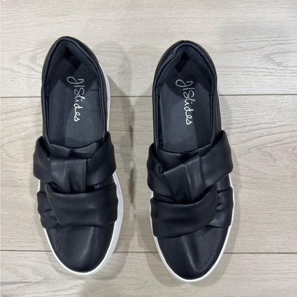 J/Slides Black Faux Leather Slip-On Sneakers - Picture 4 of 10